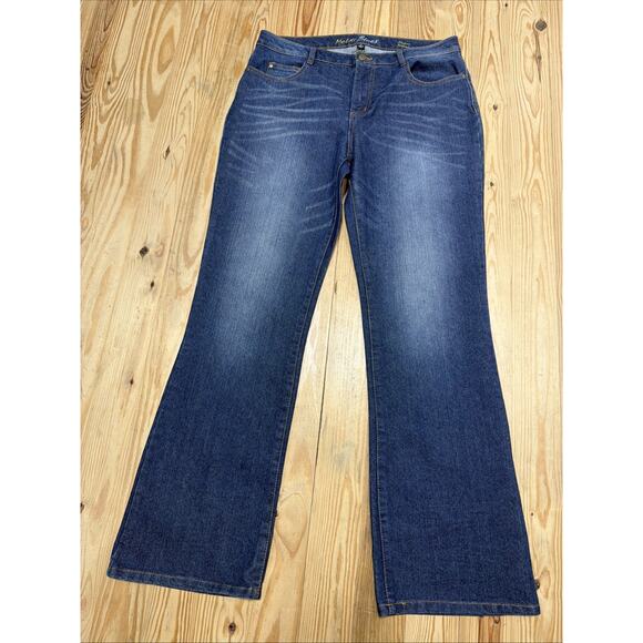 Metro Blues Women's 12 Blue Modern Bootcut Dark Wash Stretch Denim Jeans 33x31 - Picture 1 of 8